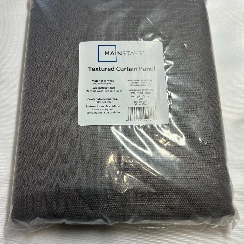 Mainstays Charcoal Grey Textured Curtain Panel 38”x 63” new in package